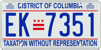 DC license plate EK7351