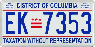 DC license plate EK7353