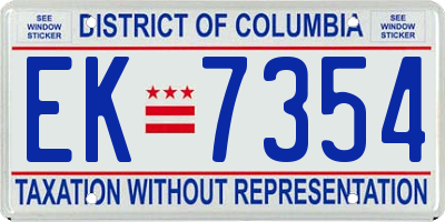 DC license plate EK7354