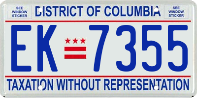 DC license plate EK7355