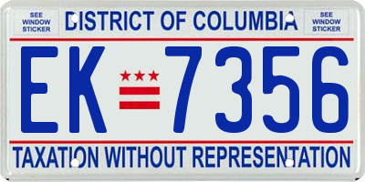 DC license plate EK7356