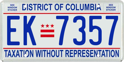 DC license plate EK7357