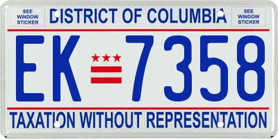 DC license plate EK7358