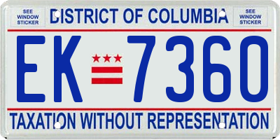 DC license plate EK7360