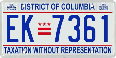 DC license plate EK7361