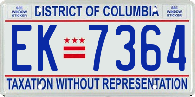 DC license plate EK7364