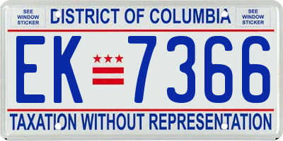 DC license plate EK7366