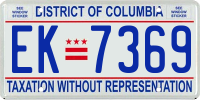 DC license plate EK7369