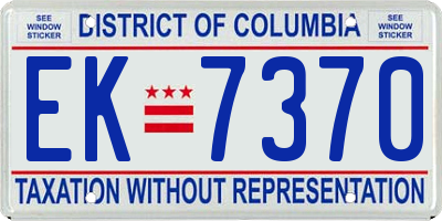 DC license plate EK7370