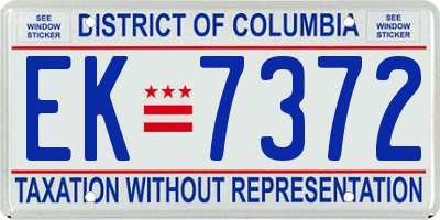 DC license plate EK7372