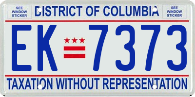 DC license plate EK7373