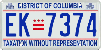 DC license plate EK7374