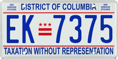 DC license plate EK7375