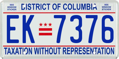 DC license plate EK7376