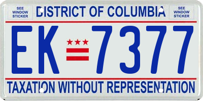 DC license plate EK7377