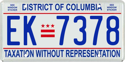 DC license plate EK7378