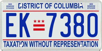 DC license plate EK7380