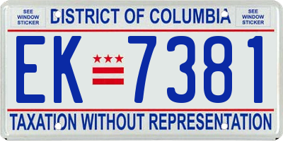 DC license plate EK7381