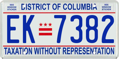 DC license plate EK7382