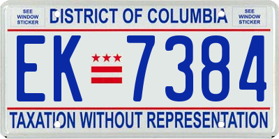 DC license plate EK7384