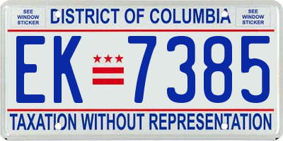 DC license plate EK7385