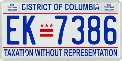 DC license plate EK7386