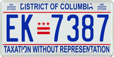 DC license plate EK7387