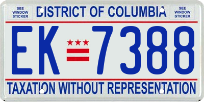 DC license plate EK7388