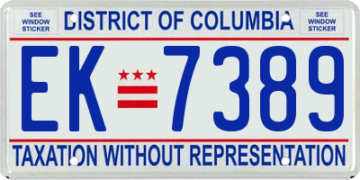 DC license plate EK7389