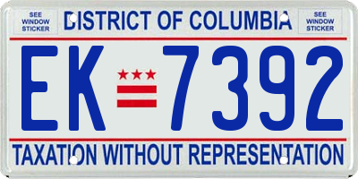 DC license plate EK7392