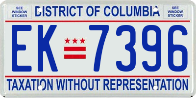 DC license plate EK7396