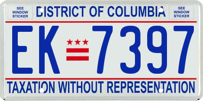 DC license plate EK7397