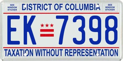 DC license plate EK7398