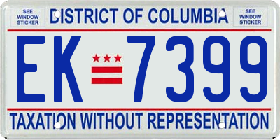 DC license plate EK7399