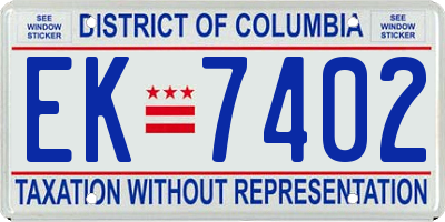 DC license plate EK7402