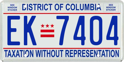 DC license plate EK7404