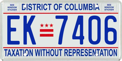 DC license plate EK7406