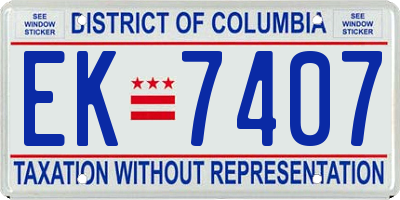 DC license plate EK7407