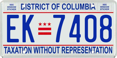 DC license plate EK7408