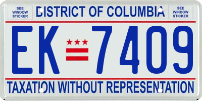 DC license plate EK7409