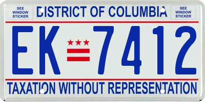 DC license plate EK7412