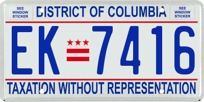 DC license plate EK7416