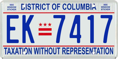 DC license plate EK7417