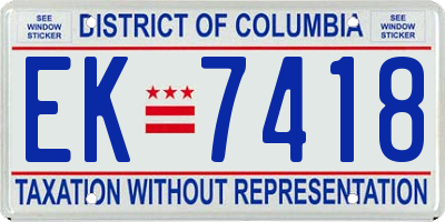 DC license plate EK7418