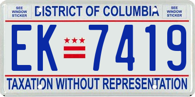 DC license plate EK7419