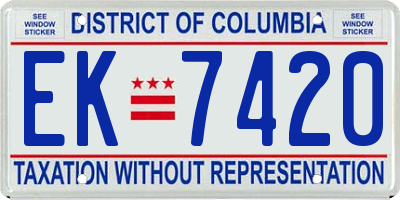 DC license plate EK7420