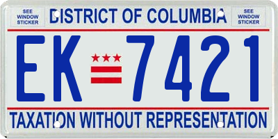 DC license plate EK7421