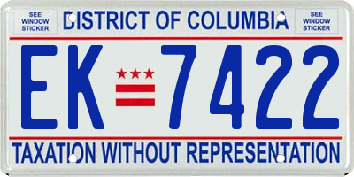 DC license plate EK7422