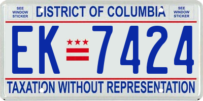 DC license plate EK7424