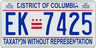 DC license plate EK7425